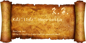 Kálló Henrietta névjegykártya